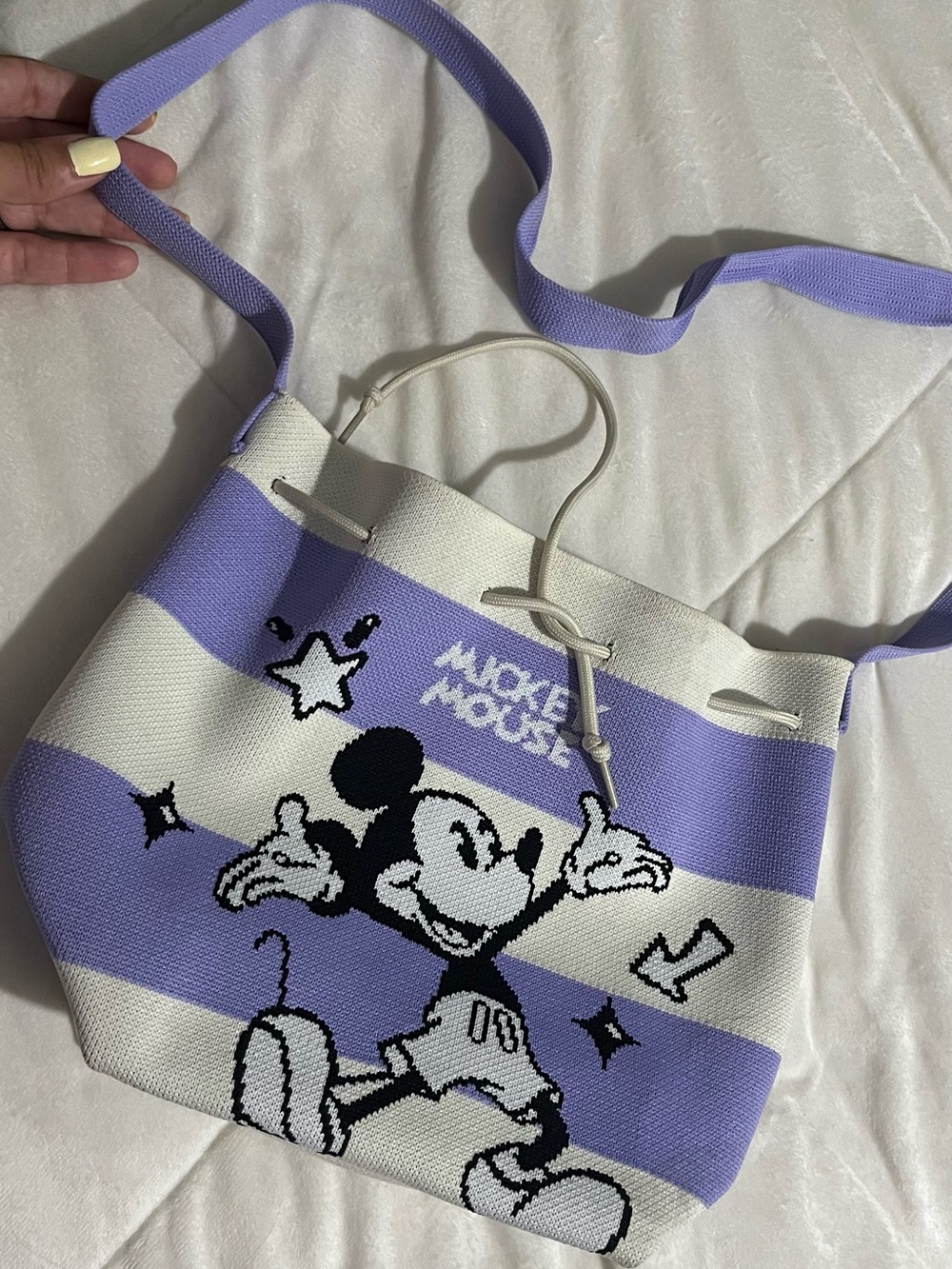 Disney Lilac and White Striped Mickey Canvas Tote